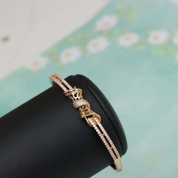 Rose Gold Bangle with Sparkling Bow Design, XPBL0574 - Picture 8 of 12
